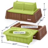 Sand and Water Bench holds 240 pounds of sand and 4.5 Gallons of water