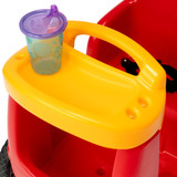 Feature includes a tray to hold a drink or snack