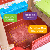 built in floor, molded in details, large play kitchen