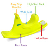 Active Rocking Rider features easy grip handles, a wide seat and base, foot rests and a high seat back