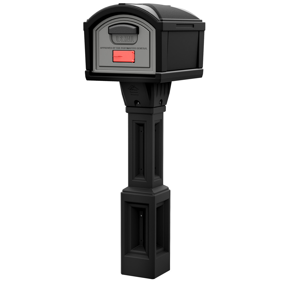 Simplay3 American Home Extra Large T4 XL Classic Mailbox and Post, black top and post with dark gray door