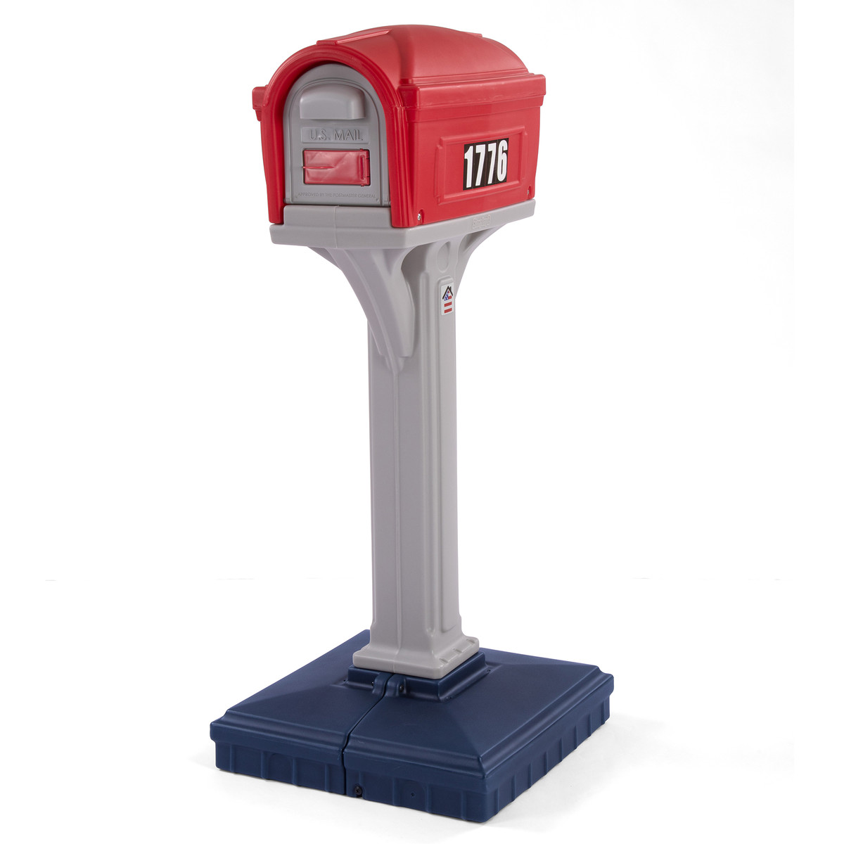 Simplay3 Dig-Free Easy Up All-American Mailbox in red, gray and blue