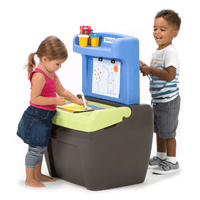 Simplay3 Toy Box Easel has a 360 design so kids can use both sides at the same time! 